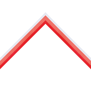 glossy angled red frame with white edge