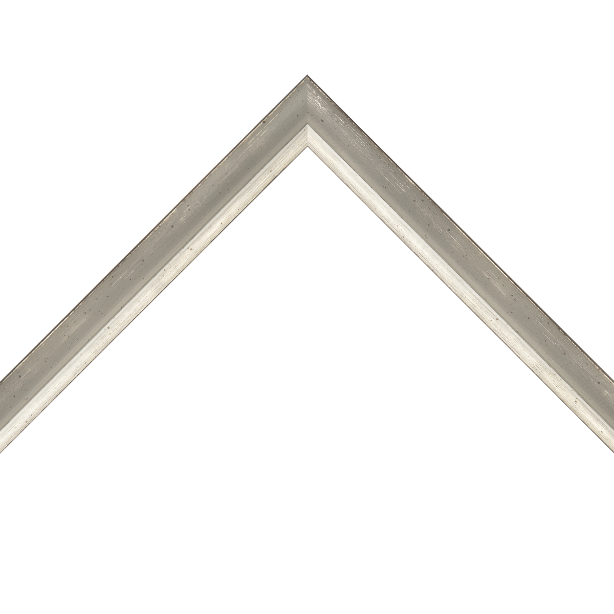 distressed gray frame with silver lip