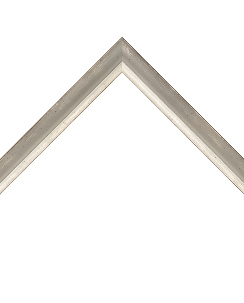 distressed gray frame with silver lip