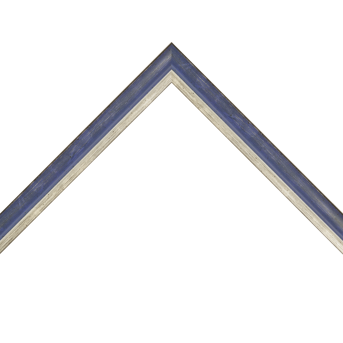 distressed blue frame with silver lip