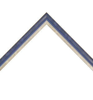 distressed blue frame with silver lip