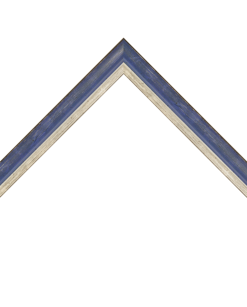 distressed blue frame with silver lip