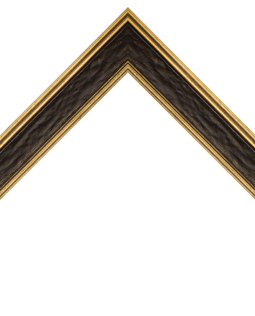 distressed black frame with gold edges