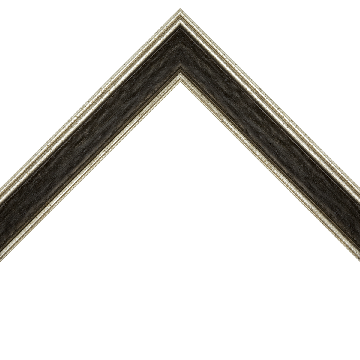 distressed black frame with silver edges