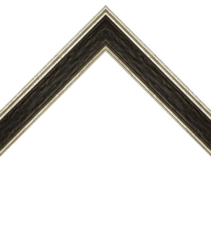 distressed black frame with silver edges