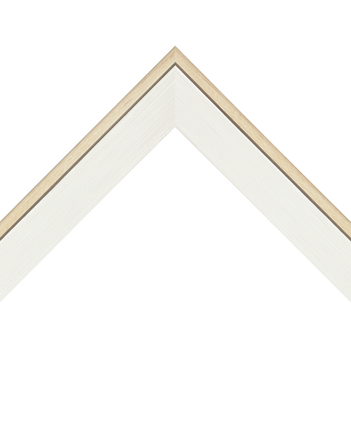 brushed white frame with light wood ridge