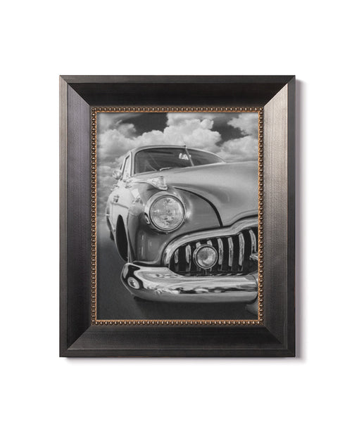black frame with silver beads