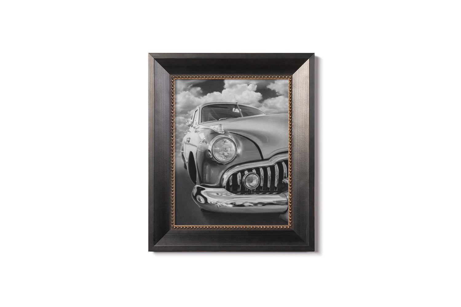 black frame with silver beads