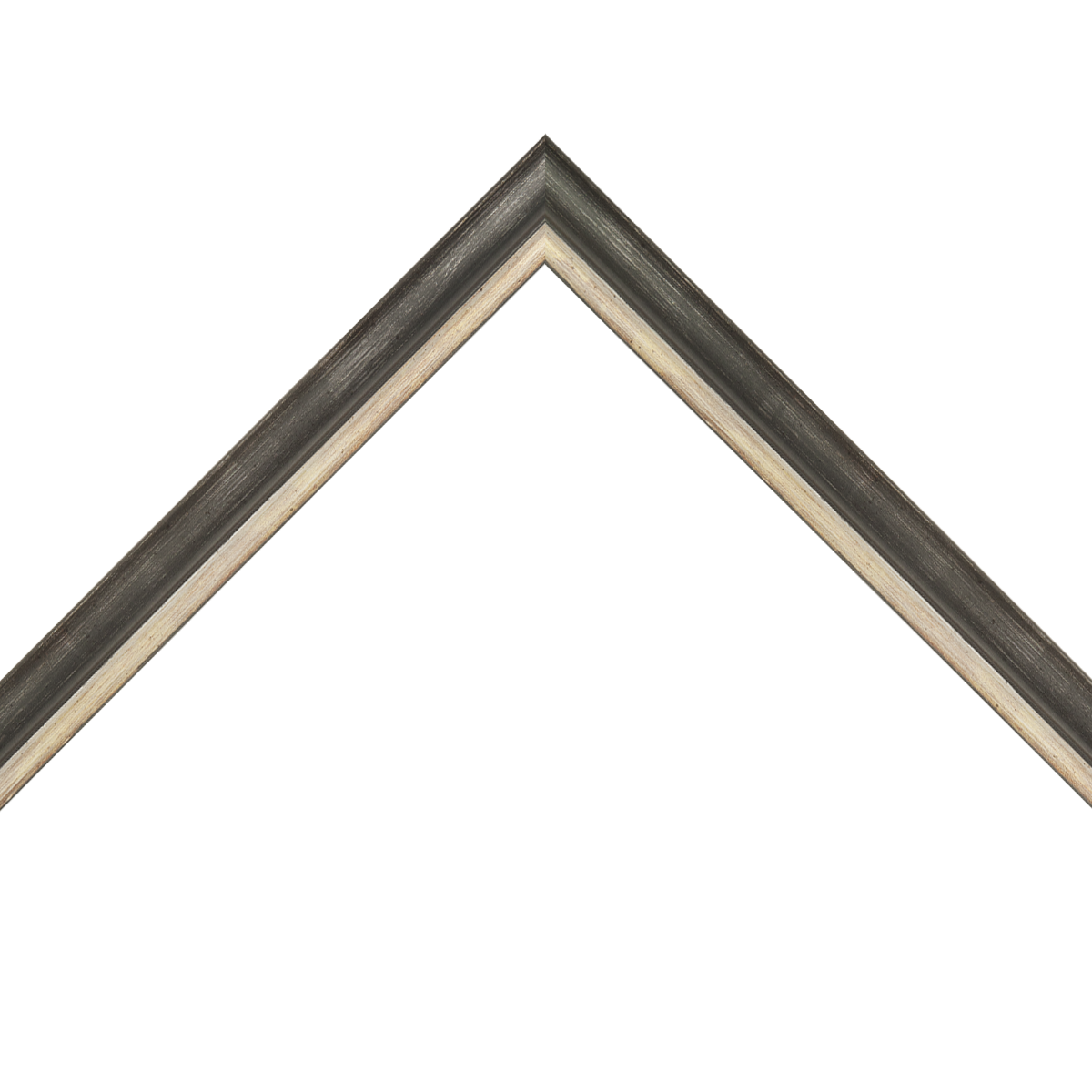 distressed black frame with silver lip