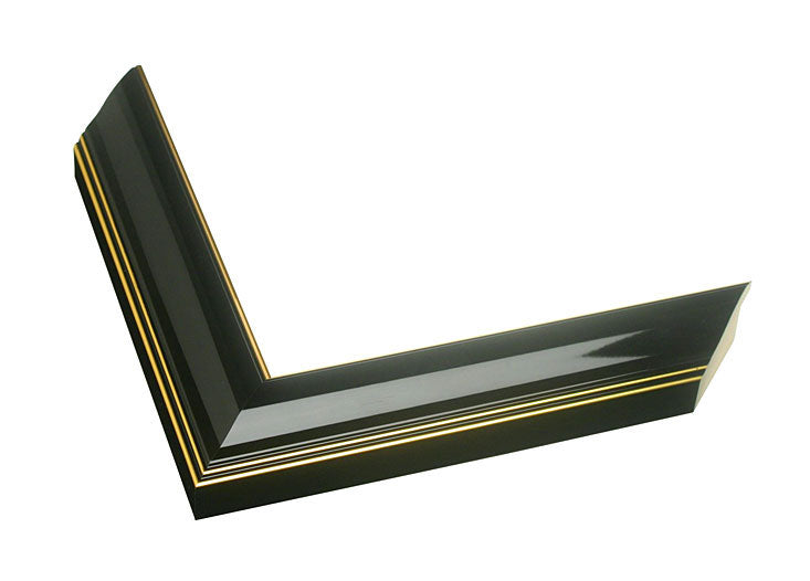 glossy black frame with gold lines