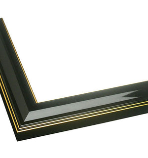 glossy black frame with gold lines