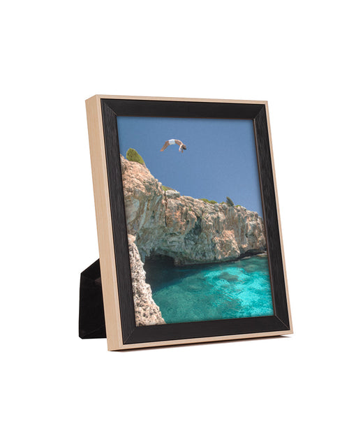 black frame with white ridge
