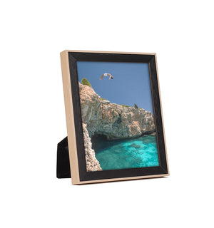 black frame with white ridge